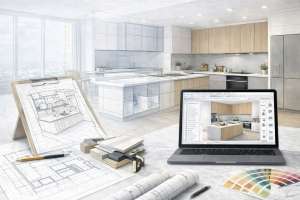 Projektowanie kuchni w Archicadzie w środowisku BIM – nowoczesna wizualizacja 3D kuchni wykonana w programie Archicad