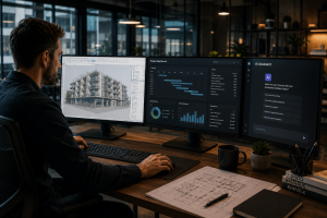 Nowoczesny architekt pracujący z Archicad, BIM i AI